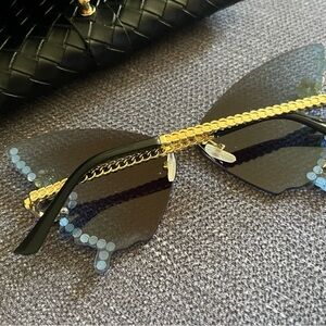 Butterfly Sunglasses with Gold and Black Accents
